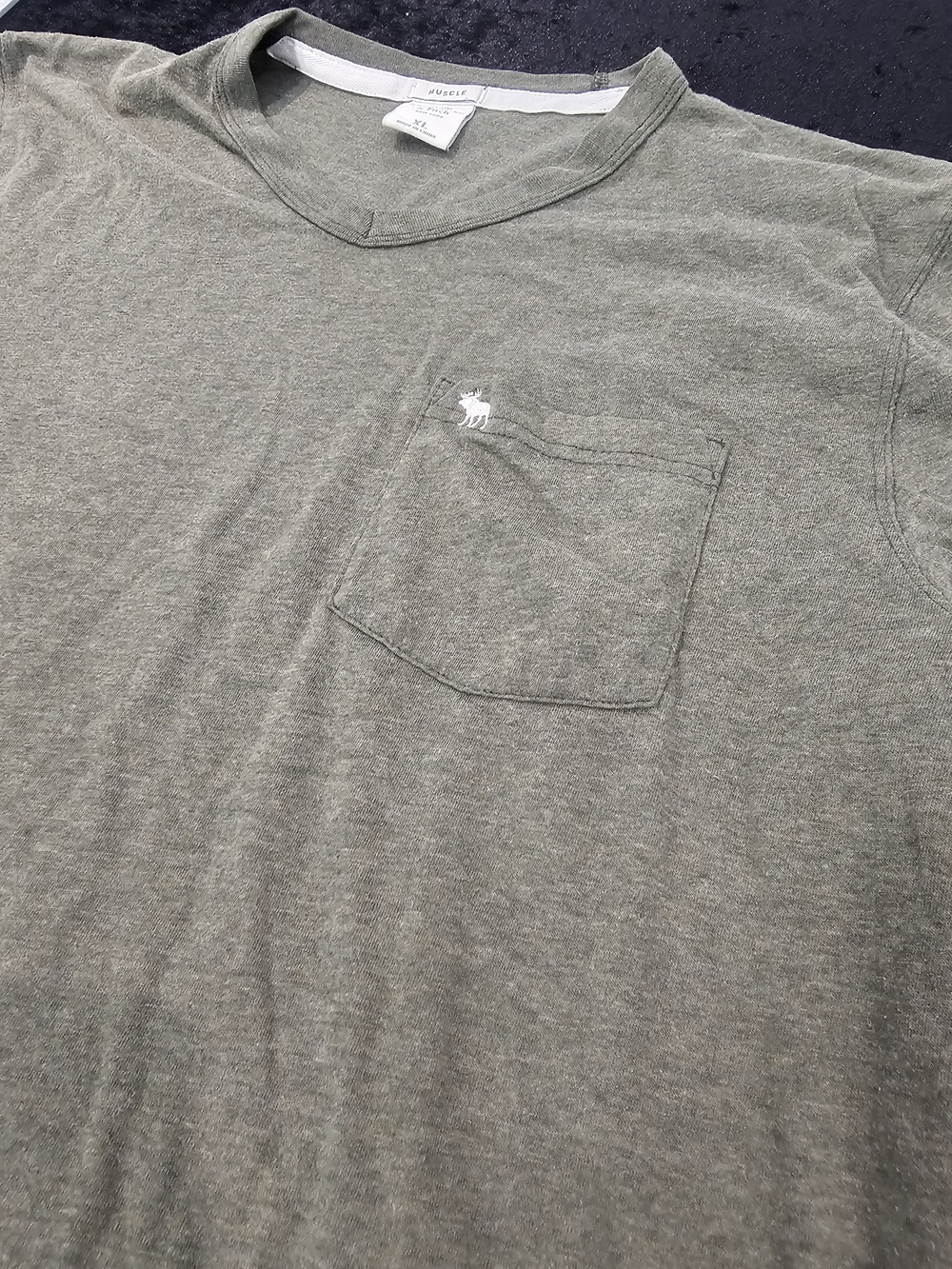Abercrombie & Fitch Olive Green V-Neck Pocket Tee
